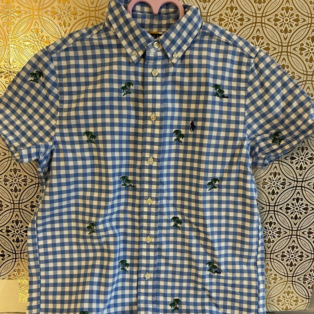 Polo by Ralph Lauren Blue and Green Casual Button Down Shirt Size 14-16 - Picture 10 of 13
